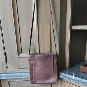 Nine West Small Brown Pebbled Leather Crossbody Bag